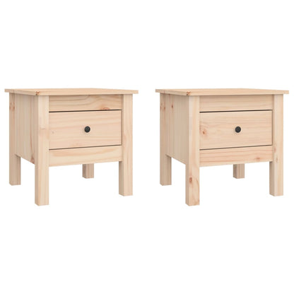 Mesa Auxiliar 2 Unidades De Madera Maciza De Pino 40x40x39 Cm_0