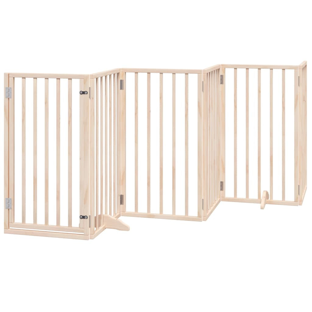 Vidaxl Puerta Para Perros Con Puerta Plegable De 6 Paneles, 300 Cm, Madera De Álamo_0