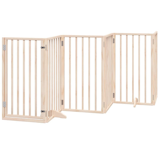 Vidaxl Puerta Para Perros Con Puerta Plegable De 6 Paneles, 300 Cm, Madera De Álamo_0