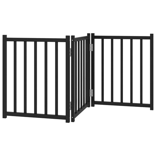 Vidaxl Puerta De Perros Plegable 3 Paneles Madera Abeto Negro 150 Cm_0