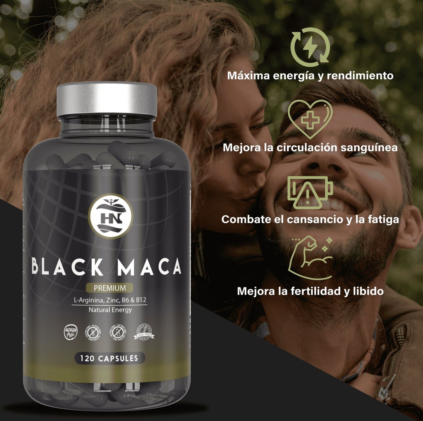 Maca Negra Andina Peruana Con L Arginina, 120 Capsulas, Para Máxima Energía Y Rendimiento Con Vitaminas B6/b12_1