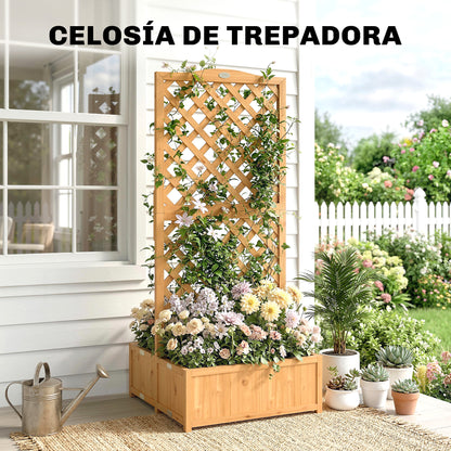 Outsunny Jardinera Con Enrejado De Madera Con 2 Cajas Plegables 73x70x170 Cm_5