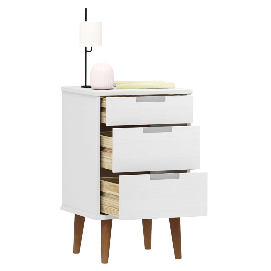 Mesita De Noche Molde Madera Maciza De Pino Blanca 40x35x65 Cm_1