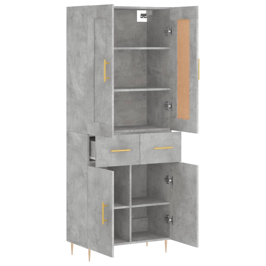 Aparador Alto Madera Contrachapada Gris Hormigón 69,5x34x180 Cm_3