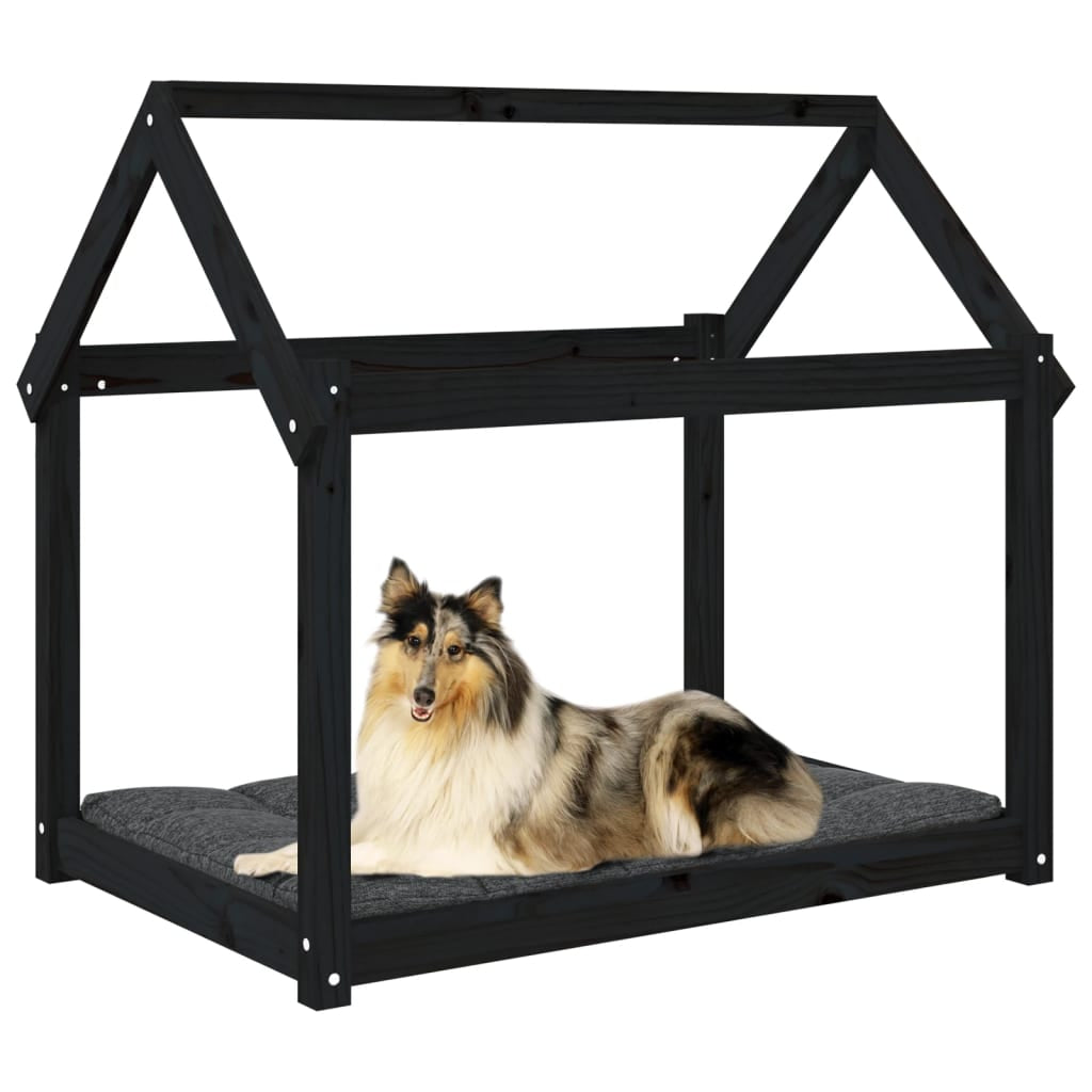 Vidaxl Cama Para Perros Madera Maciza De Pino Negro 101x70x90 Cm_3