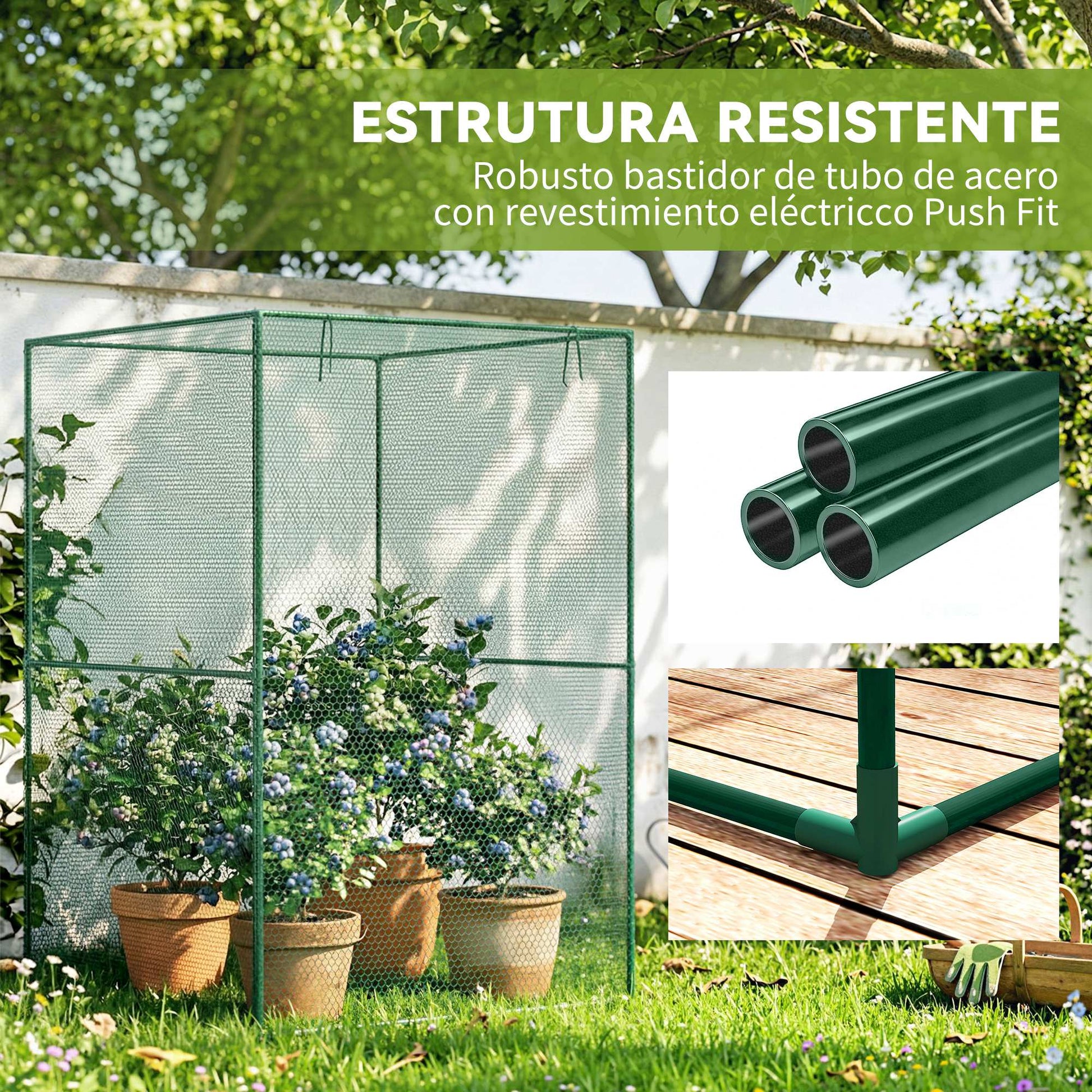 Outsunny Jaula De Cultivo Con Puerta Enrollable Y Marco De Acero 120x120x180 Cm_4