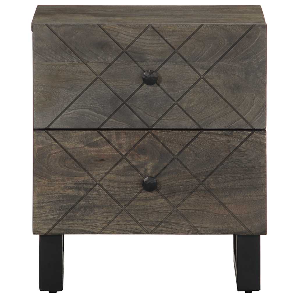 Mesitas De Noche 2 Uds Madera Maciza De Mango Negro 40x33x46 Cm_2