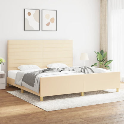 Estructura De Cama Con Cabecero De Tela Color Crema 200x200 Cm / Vetonek_5