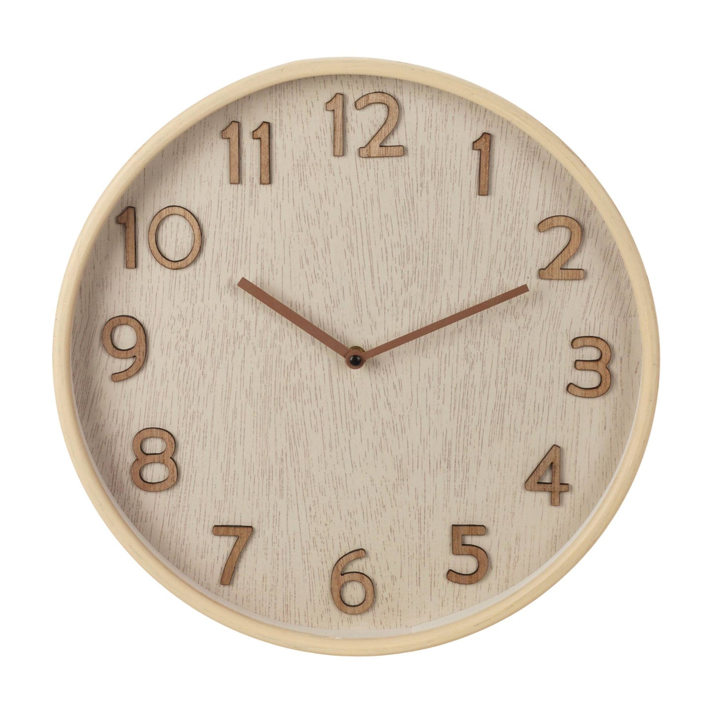 Well Home Reloj De Pared De Madera Aspecto Moderno Color Marrón Claro Ø38x5 Cm_0