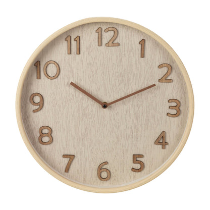 Well Home Reloj De Pared De Madera Aspecto Moderno Color Marrón Claro Ø38x5 Cm_0