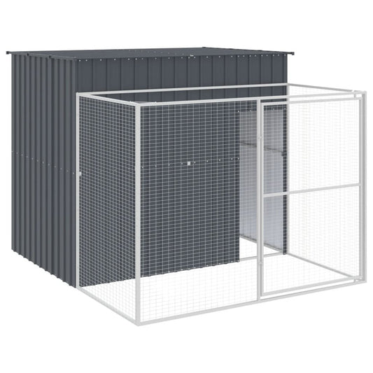 Caseta Para Perros Con Corredor Antracita 214x253x181cm Acero Galvanizado_0