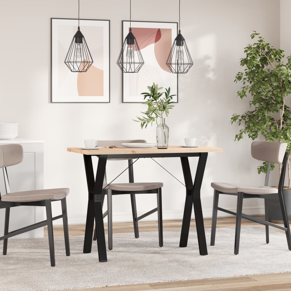 Mesa De Comedor Marco Y Madera Maciza Pino Acero 100x50x75,5 Cm_1