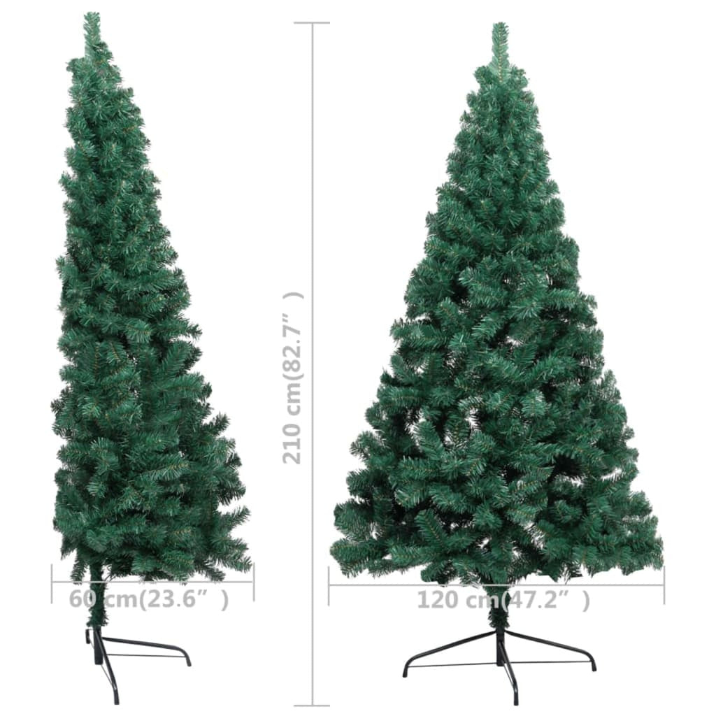 Vidaxl Medio Árbol De Navidad Con Luces Y Soporte Verde 210 Cm_2