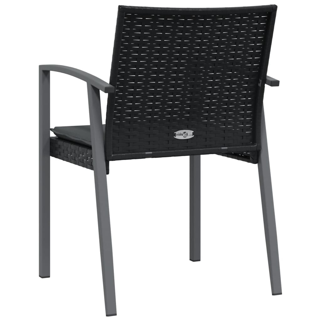 Vidaxl Sillas Jardín Cojines 4 Uds Ratán Sintético Negro 56,5x57x83 Cm_5