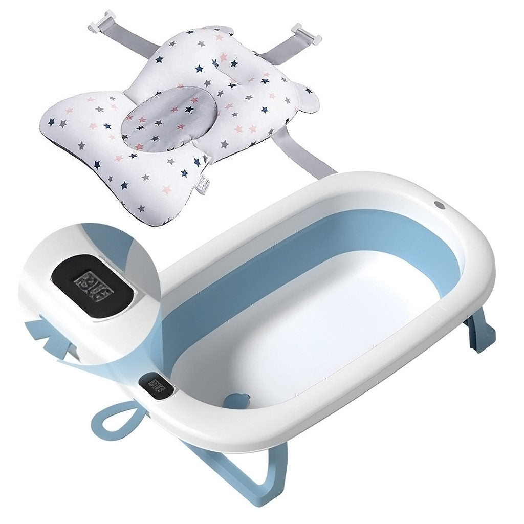 Bathby Bañera Plegable Azul Para Bebés, Cojín Reductor, Termómetro, Patas Antideslizantes (azul Pastel)_1
