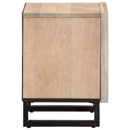 Mesita De Noche Madera Maciza Mango Blanqueado 40x34x46 Cm_2
