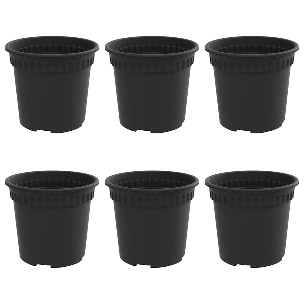 Maceta Redonda Para Flores 6 Uds. Negro Ø 15 X 12 Cm Plástico_0