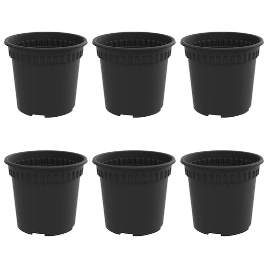 Maceta Redonda Para Flores 6 Uds. Negro Ø 15 X 12 Cm Plástico_0