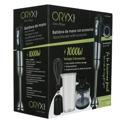 Batidora De Mano, Incluye Accesorios, 1000 W. Velocidad Regulable. Con Vaso Medidor, Picador - Triturador Y Varillas.