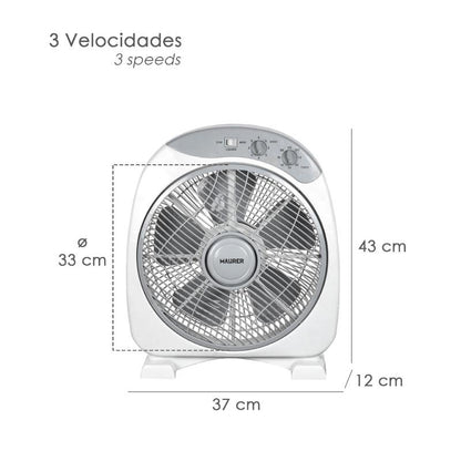 Ventilador Maurer Box Ø 30cm 40 Watt. 3 Velocidades  Aspas Gran Tamaño, 3 Con Temporizador_1