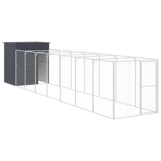 Caseta Perros Con Corral Acero Galvanizado Gris 165x863x181 Cm_0