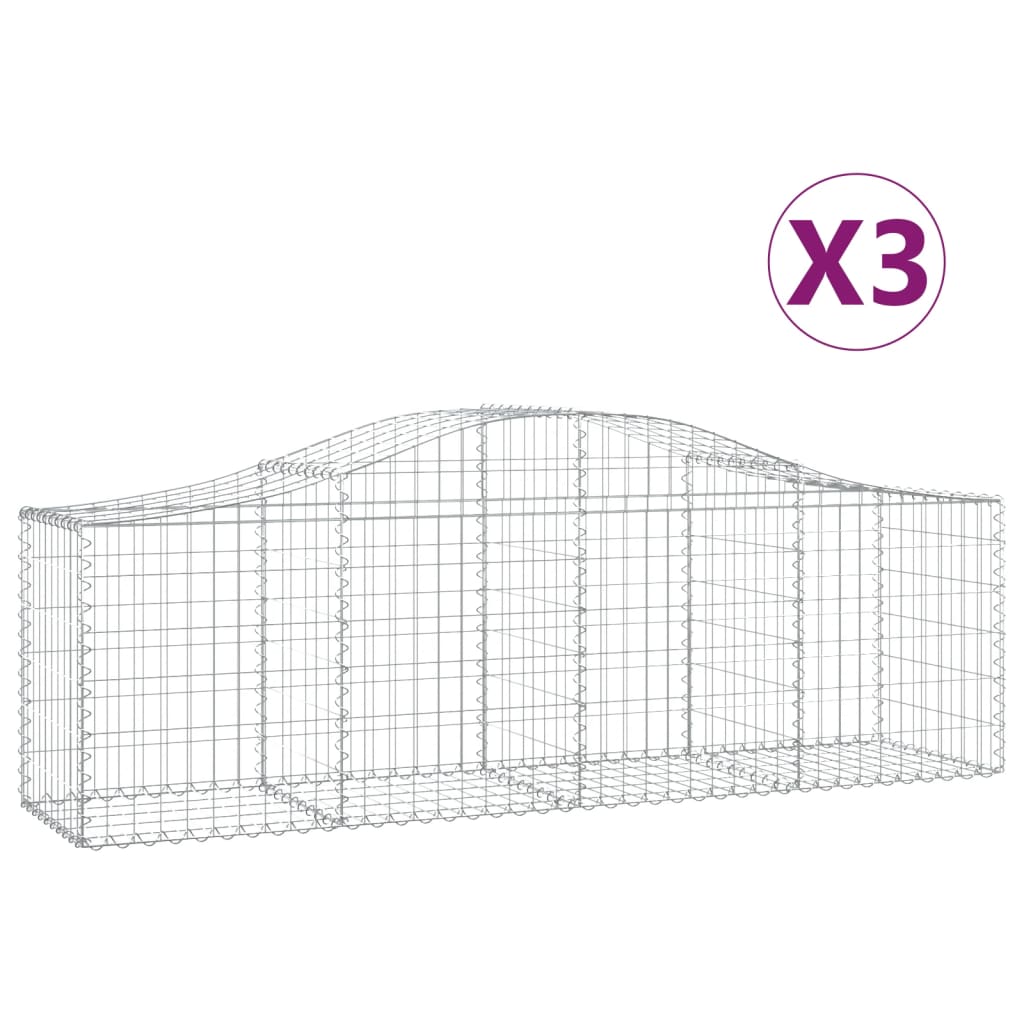 Cestas Gaviones 3 Uds Forma De Arco Hierro 200x50x60/80 Cm_0