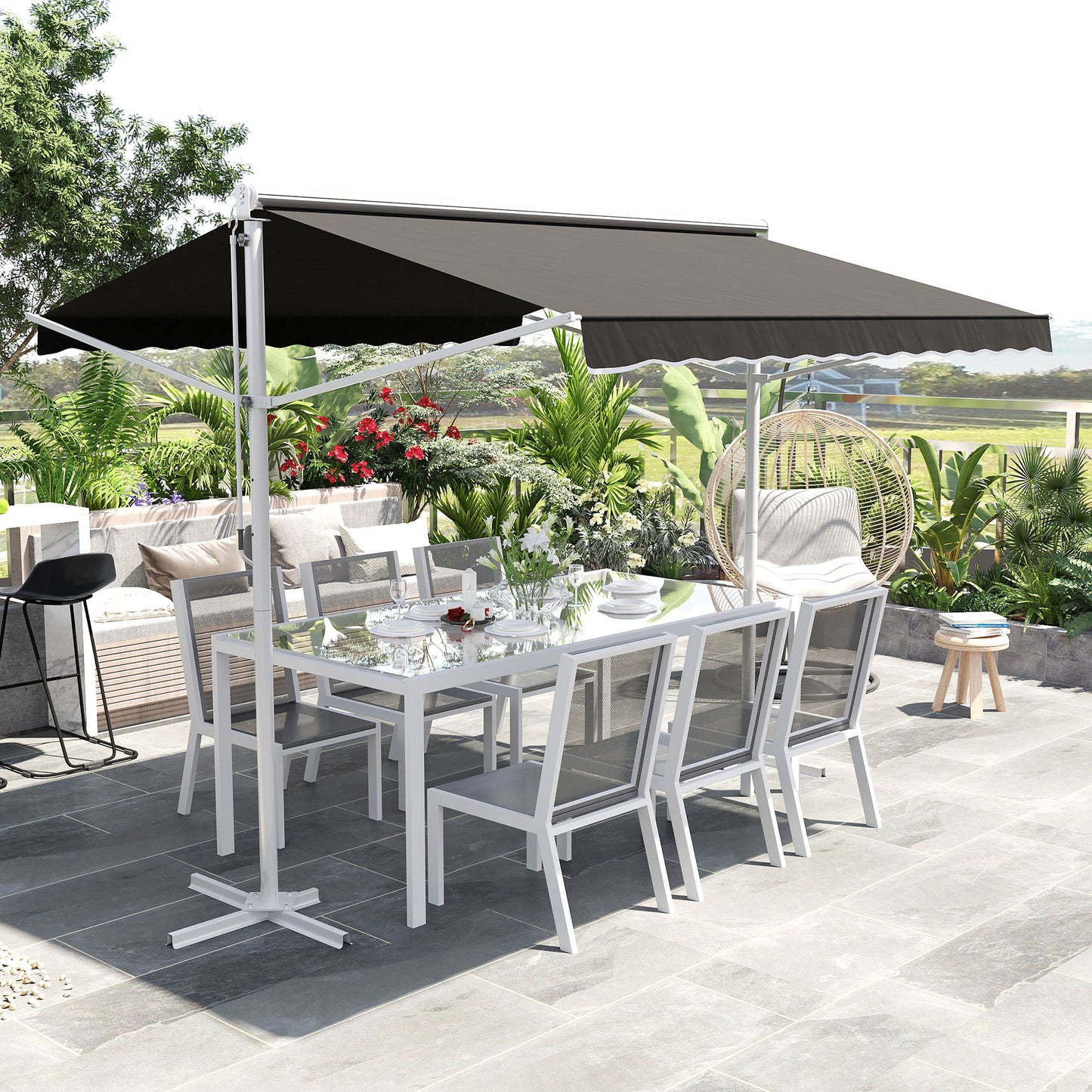 Outsunny Toldo De Pie 300x295x255 Cm Ajustable Portátil Poliéster Jardín Terraza_1