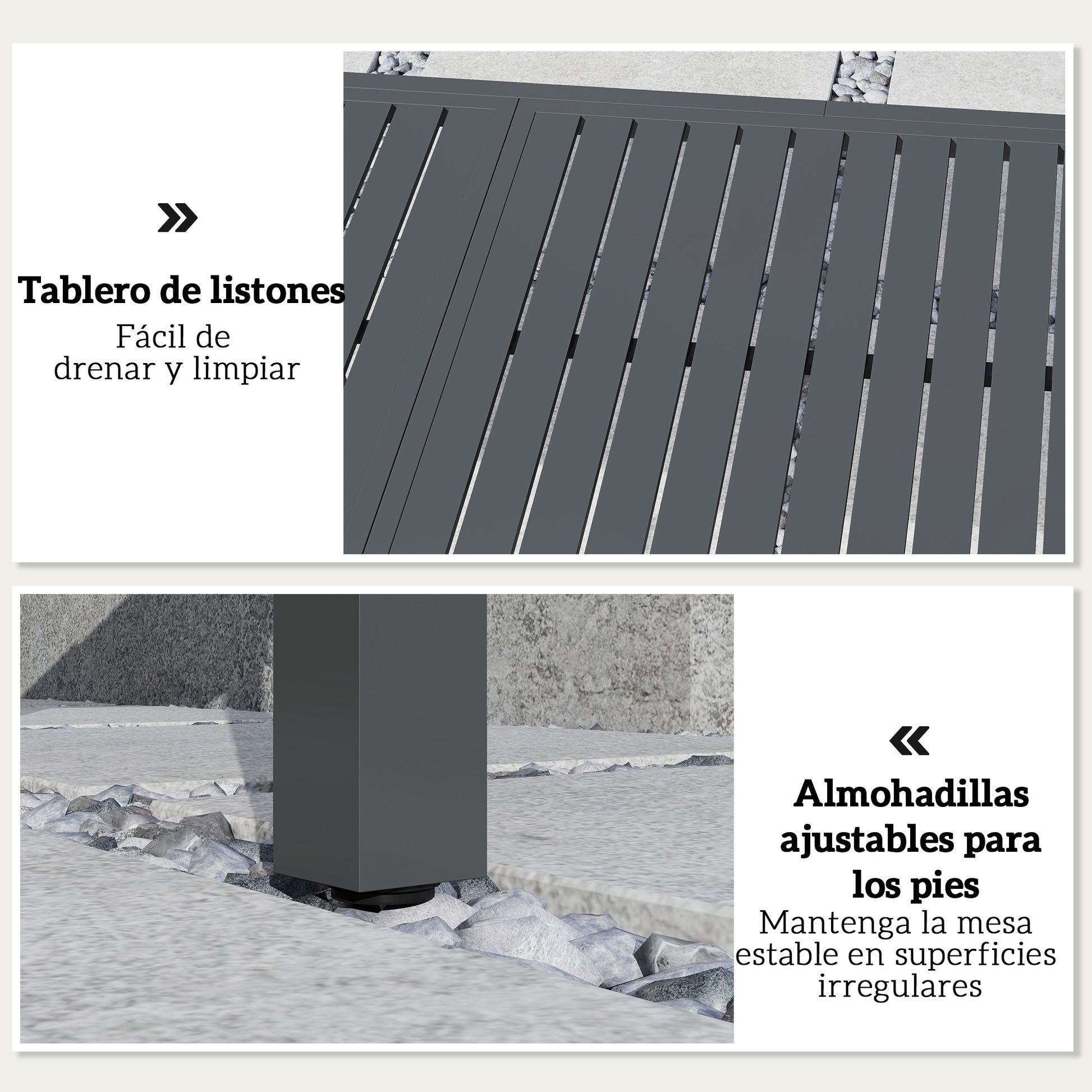Outsunny Mesa De Jardín Extensible De Aluminio 150/225x85x75 Cm Gris Oscuro_5