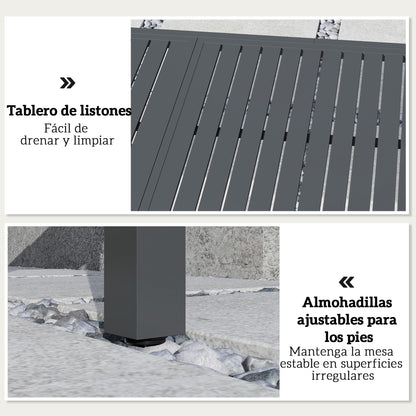 Outsunny Mesa De Jardín Extensible De Aluminio 150/225x85x75 Cm Gris Oscuro_5