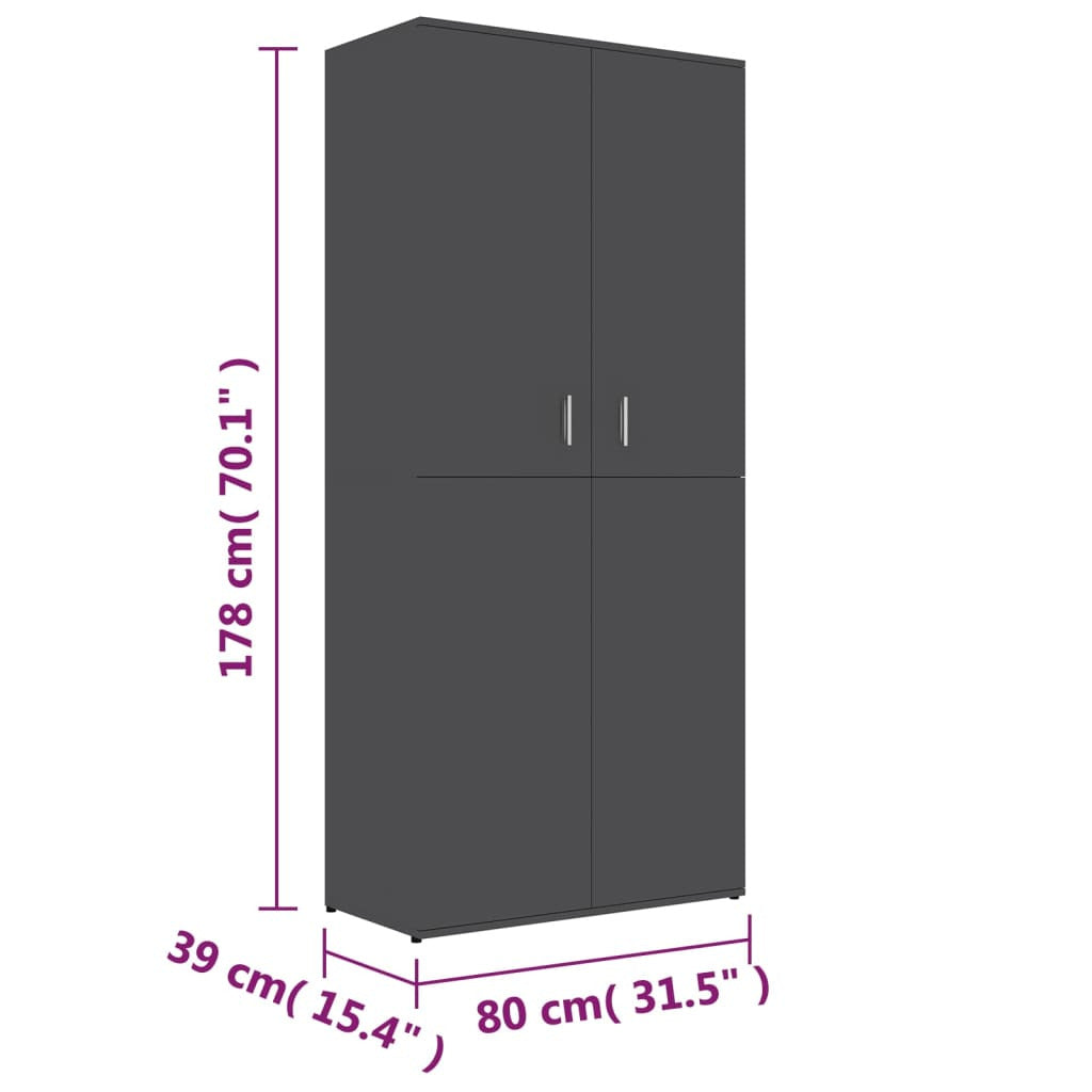Vidaxl Mueble Zapatero De Madera Contrachapada Gris 80x39x178 Cm_2