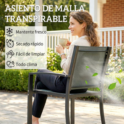 Outsunny Conjunto De Mesa Y 2 Sillas De Terraza Exterior 3 Piezas Gris Claro_5