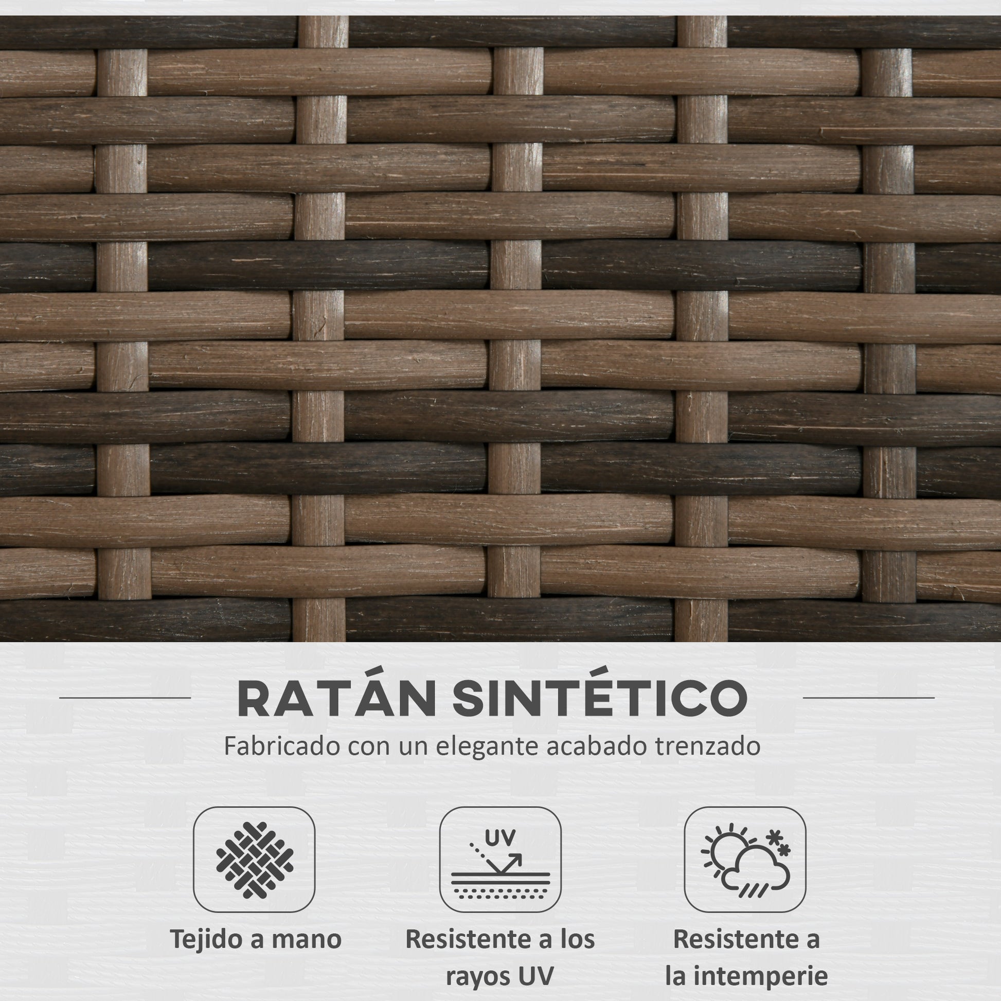 Outsunny Conjunto De Muebles De Jardín De Ratán Incluye 2 Sillas Y Mesa Redonda_5