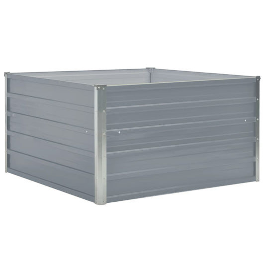 Jardinera Elevada De Acero Galvanizado Gris 100x100x45 Cm_0