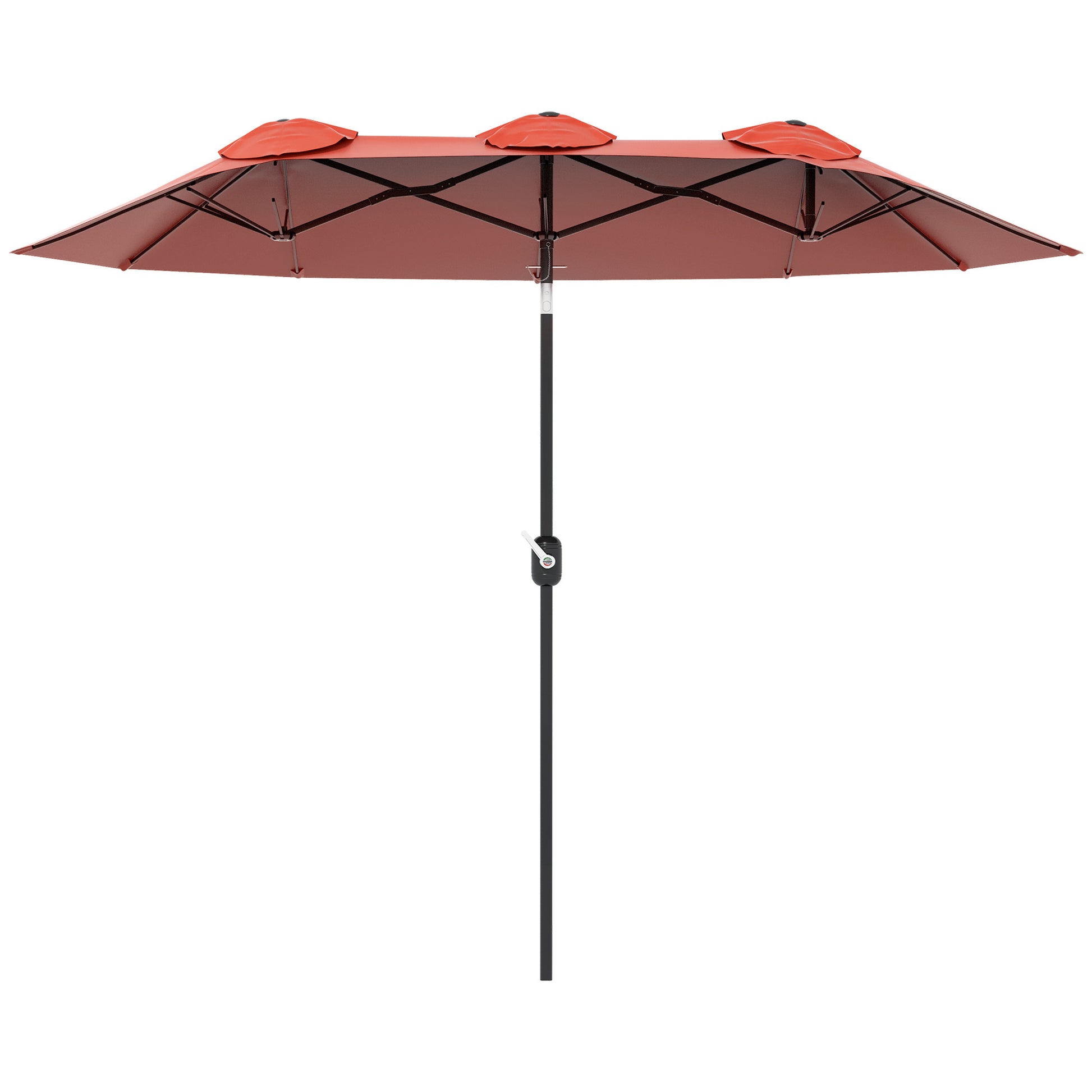 Outsunny Sombrilla Doble 295x152x222 Cm Con Inclinación De 45° Manivela Rojo_0