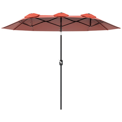 Outsunny Sombrilla Doble 295x152x222 Cm Con Inclinación De 45° Manivela Rojo_0