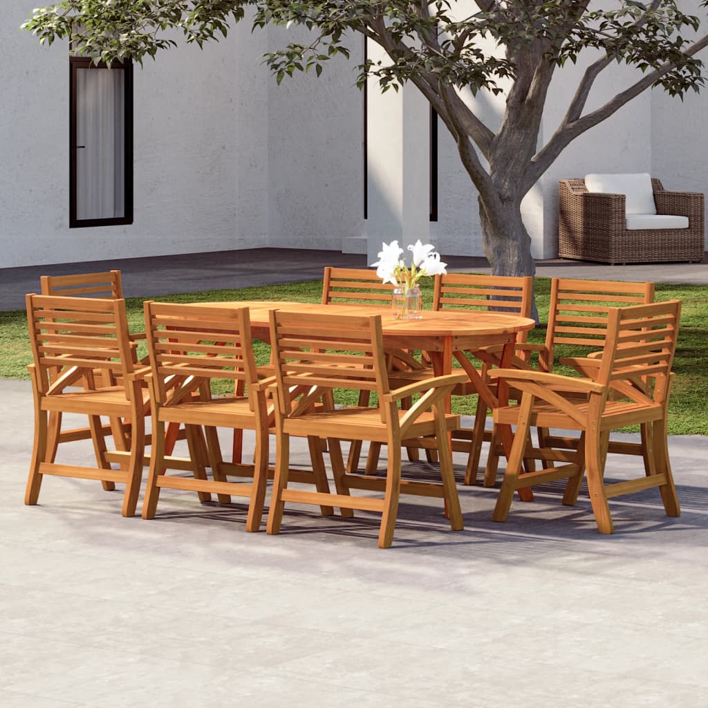 Vidaxl Juego De Comedor De Jardín 9 Piezas Madera Maciza De Acacia_1