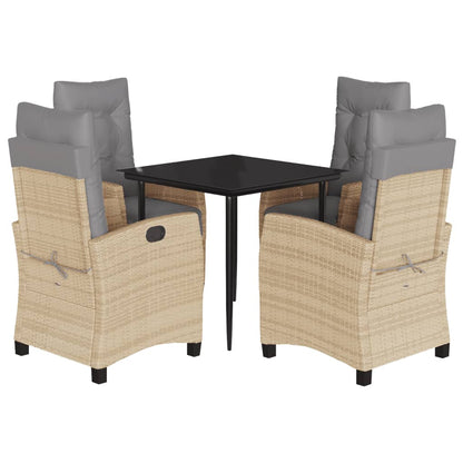 Set Comedor De Jardín 5 Pzas Con Cojines Ratán Sintético Beige / Vetonek_2
