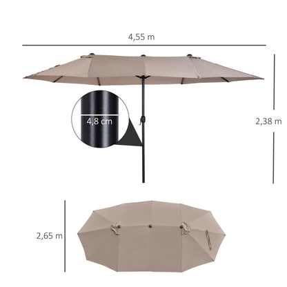 Outsunny Sombrilla Doble Extragrande Para Terraza Patio Protección Solar Café_2
