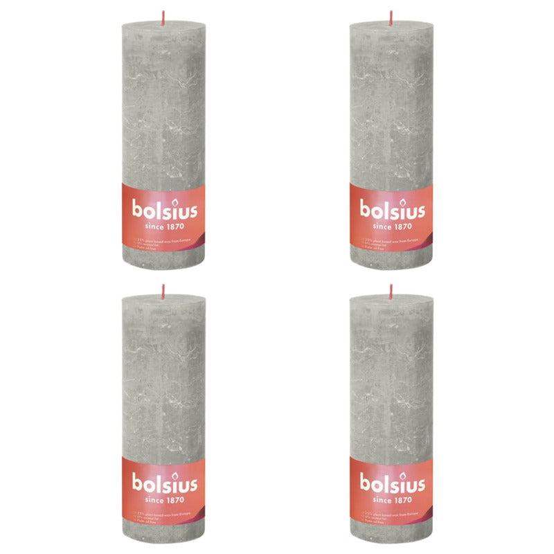 Bolsius Velas Rústicas Shine 4 Unidades Gris Arena 190x68 Mm_0