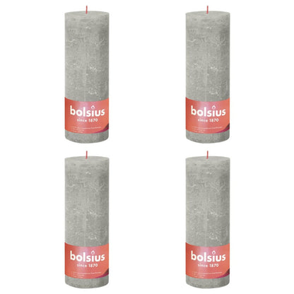 Bolsius Velas Rústicas Shine 4 Unidades Gris Arena 190x68 Mm_0