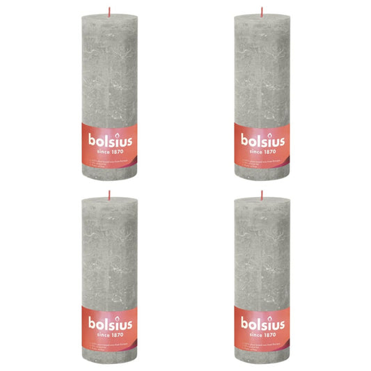 Bolsius Velas Rústicas Shine 4 Unidades Gris Arena 190x68 Mm_0