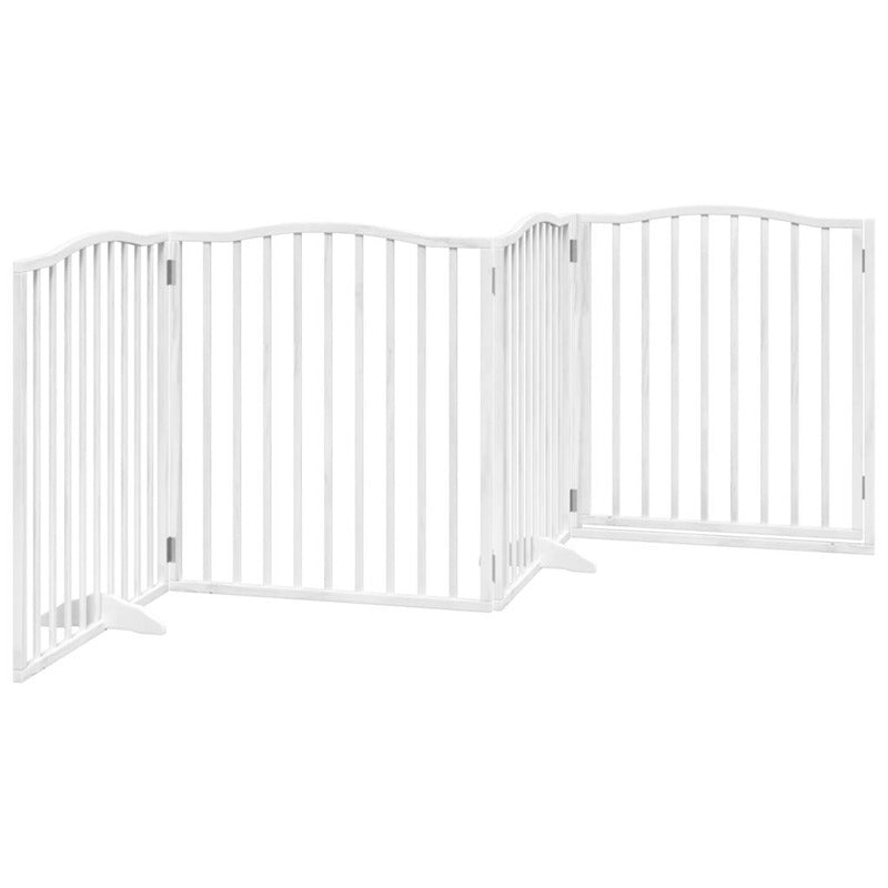 Vidaxl Puerta Para Perros Plegable 4 Paneles Madera Álamo Blanca 320cm_5