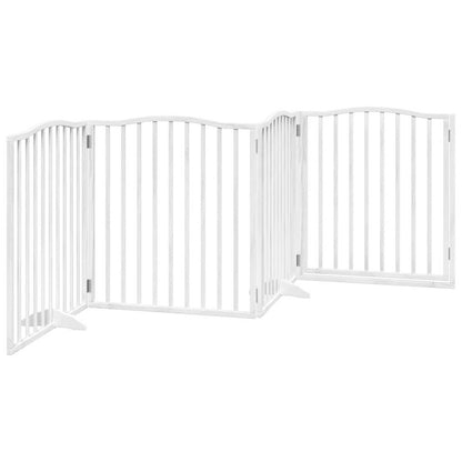 Vidaxl Puerta Para Perros Plegable 4 Paneles Madera Álamo Blanca 320cm_5