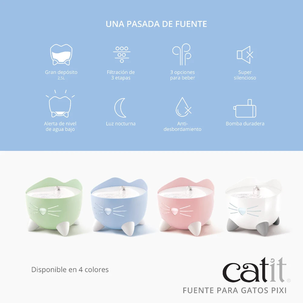 Fuente Bebedero para Gatos Easy to Clean Verde Catit PIXI 2,25 L
