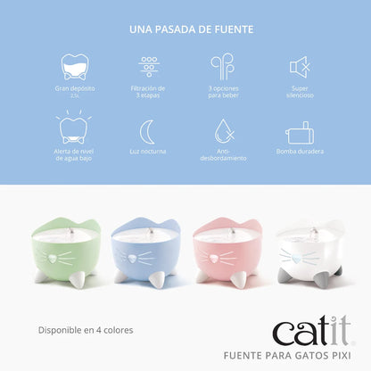 Fuente Bebedero para Gatos Easy to Clean Verde Catit PIXI 2,25 L