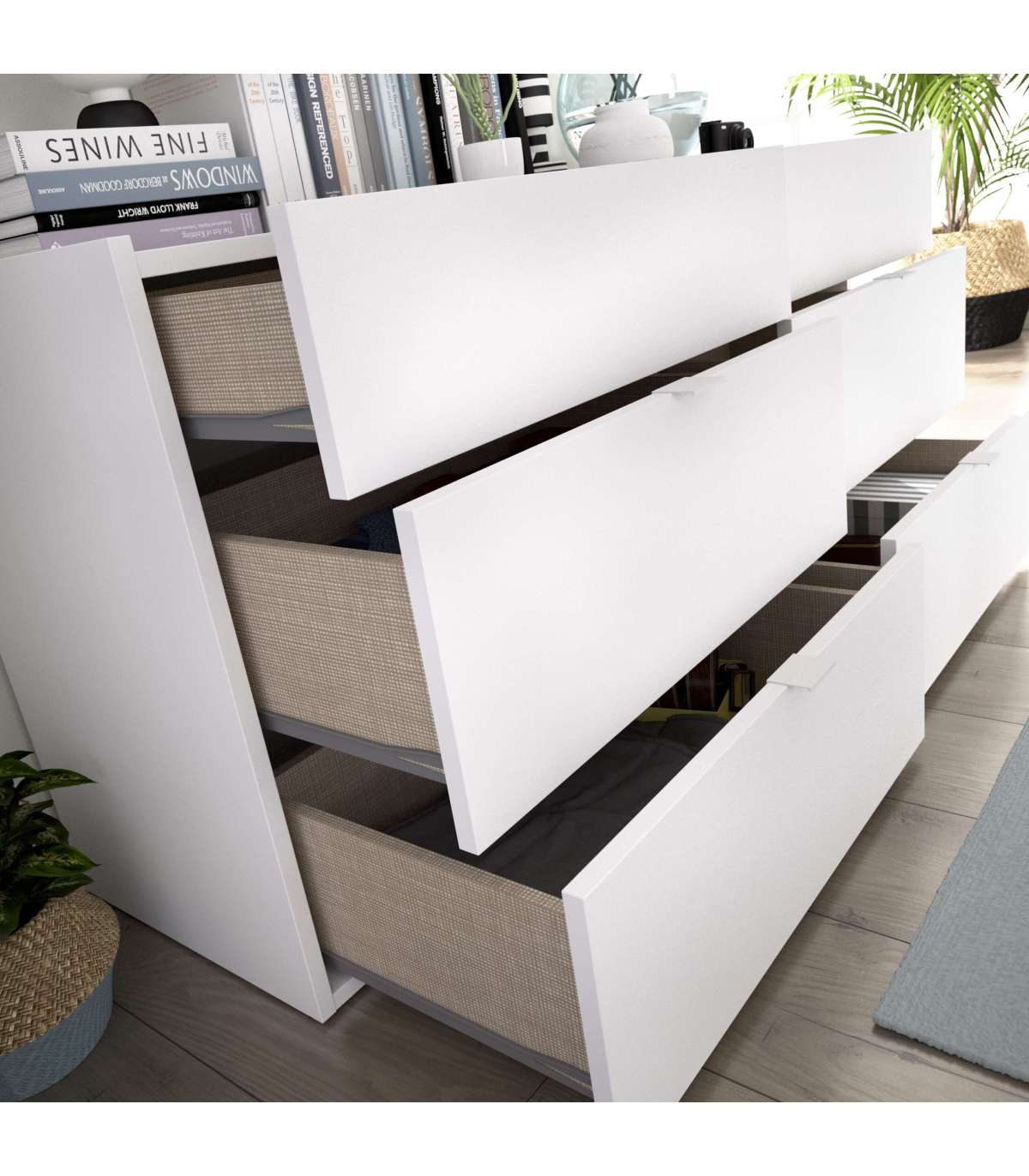 Comoda Doble 6 Cajones Begijar En Acabado Blanco 62 Cm(alto)120 Cm(ancho)39 Cm(largo)_4