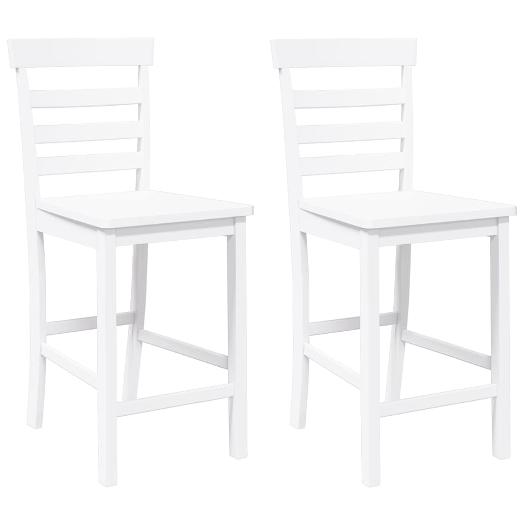 Taburetes De Bar 2 Uds Madera Maciza Blanca Caucho_0