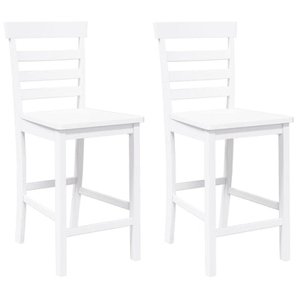 Taburetes De Bar 2 Uds Madera Maciza Blanca Caucho_0
