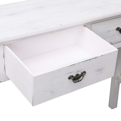 Mesa Consola De Madera Blanco Antiguo 90x30x77 Cm_3
