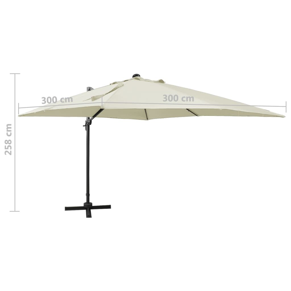 Vidaxl Sombrilla De Jardín Voladiza Con Palo Y Luces Led Arena 300 Cm_2